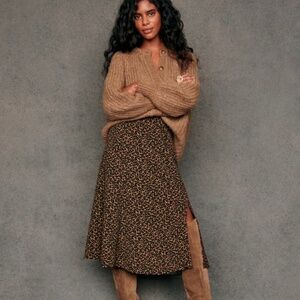 Sezane Tan Skirt Leopard Brown - Size 12